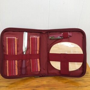 NEW Boeing Picnic Charcuterie Cutting Board Knife Wine Opener Set Travel 5 pc